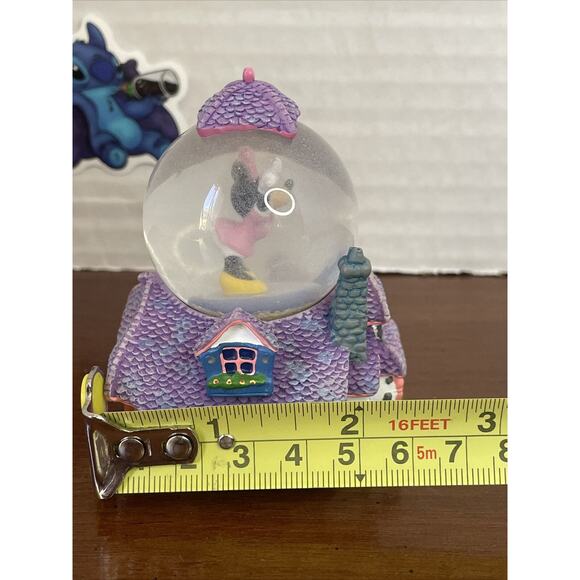 Disney Theme Parks Minnie Mouse Toontown House Mini Snow Globe Purple White FLAW - Picture 12 of 12